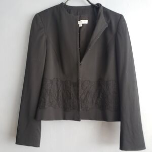 CAROLINA HERRERA BLACK LACE  LUX WOOL BLAZER SIZE 8-10